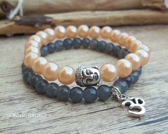 Edles 2er Set Buddha Armband aus Glas