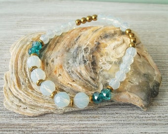 Armband aus facettierten Glasperlen und Hämatit