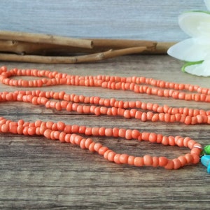 Süße Boho Kette Coral Orange mit Stern und Quaste Bild 10