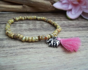 Süßes Armband Elefant Miyuki Rocailles Quaste