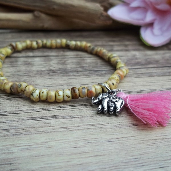 Cute Bracelet Elephant Miyuki Rocailles Tassel