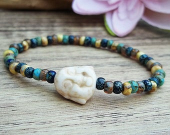 Armband Buddha Lachendes Gesicht Miyuki Rocailles