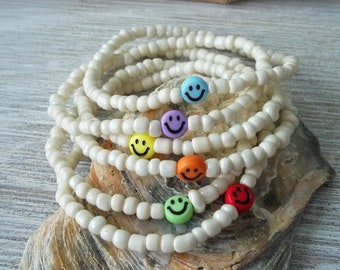 Smiley Armband Rocailles Bunte Farbauswahl