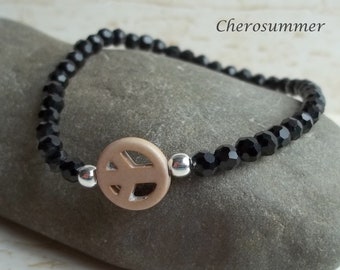 Simple bracelet peace Sign Black