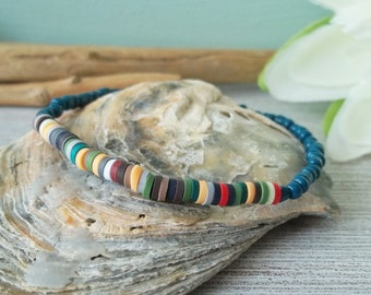 Colorful Bracelet Rocailles Katsuki Beach Petrol Natural Tones