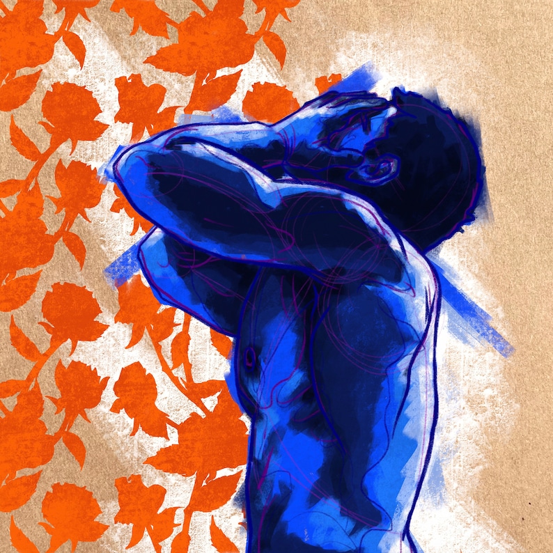 Male Life Drawing Nude Art Giclée Print athos Etsy