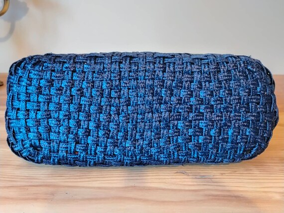 Vintage French handbag 60's in blue braided straw - image 10