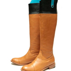 Tall brown leather riding boots/ Handmade brown boots/ High zipper boots/ Knee high womens boots