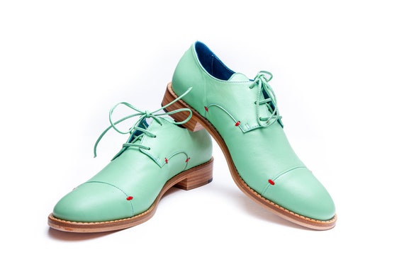 Inútil Mecánico plato Zapatos brogues de mujer verde menta zapatos oxford de mujer - Etsy México