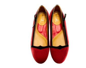 SAMPLE SALE/ SIZE 36/ Red suede handmade ballet flats/ Office Slip on women's shoes/ Women's shoes Last minute Christmas gifts