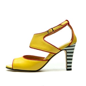 Yellow handmade high heel sandals/ Ankle strap sandals/ Strappy Open toe Sandals/ Party shoes/ Heels/ Summer shoes/ Comfortable sandals