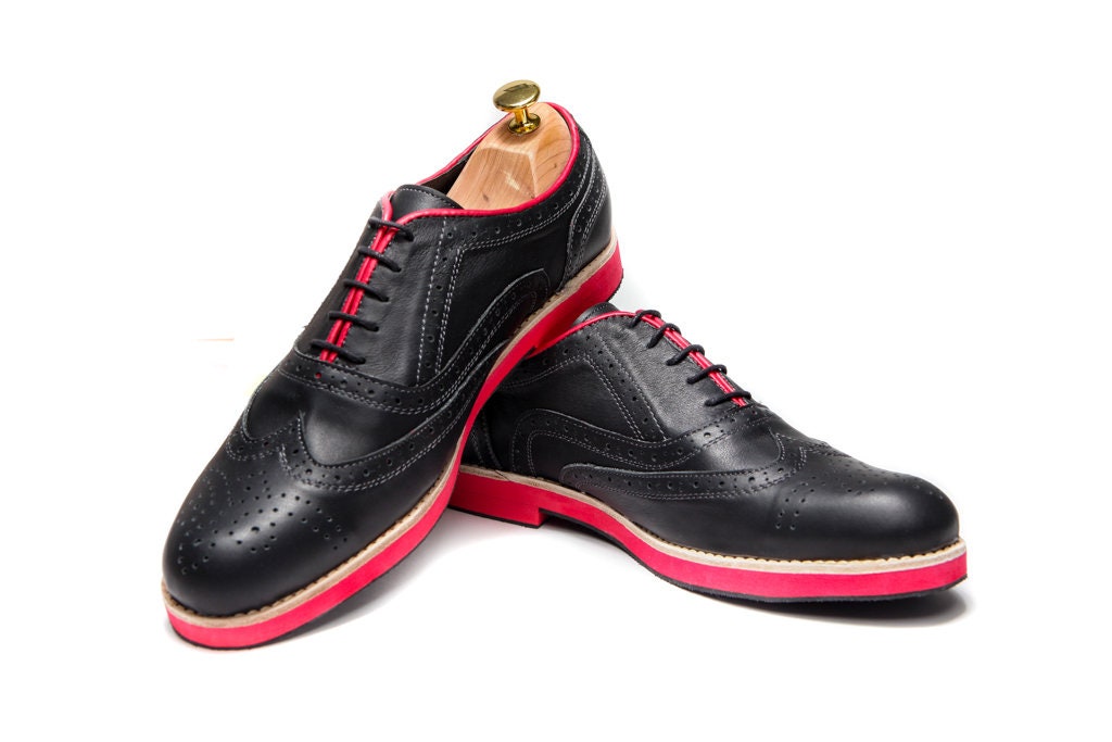 Black Men's Oxford Leather Shoes/ Handmade Custom Order 