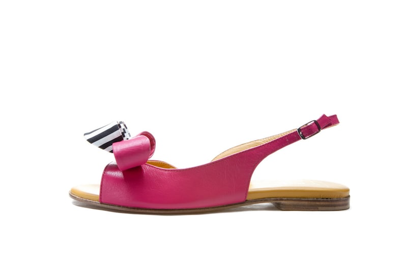 leather bow sandals
