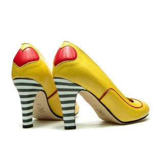 Yellow Handmade High Heel Shoes/ Women's Yellow Leather - Etsy