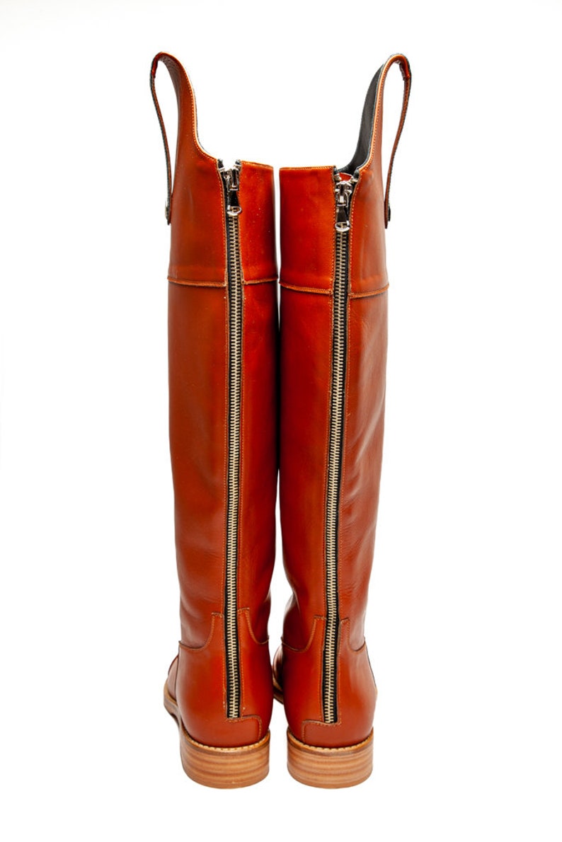 Handmade Tall Cognac Brown Leather Riding Boots/ High Zipper - Etsy