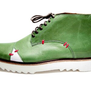 Men's Green handmade shoes/ Green ankle boots/ Comfortable men's shoes/ Men's leather ankle boots/ Green Oxford shoes/ Unique men shoes image 4