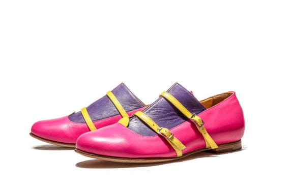 pink leather flats womens