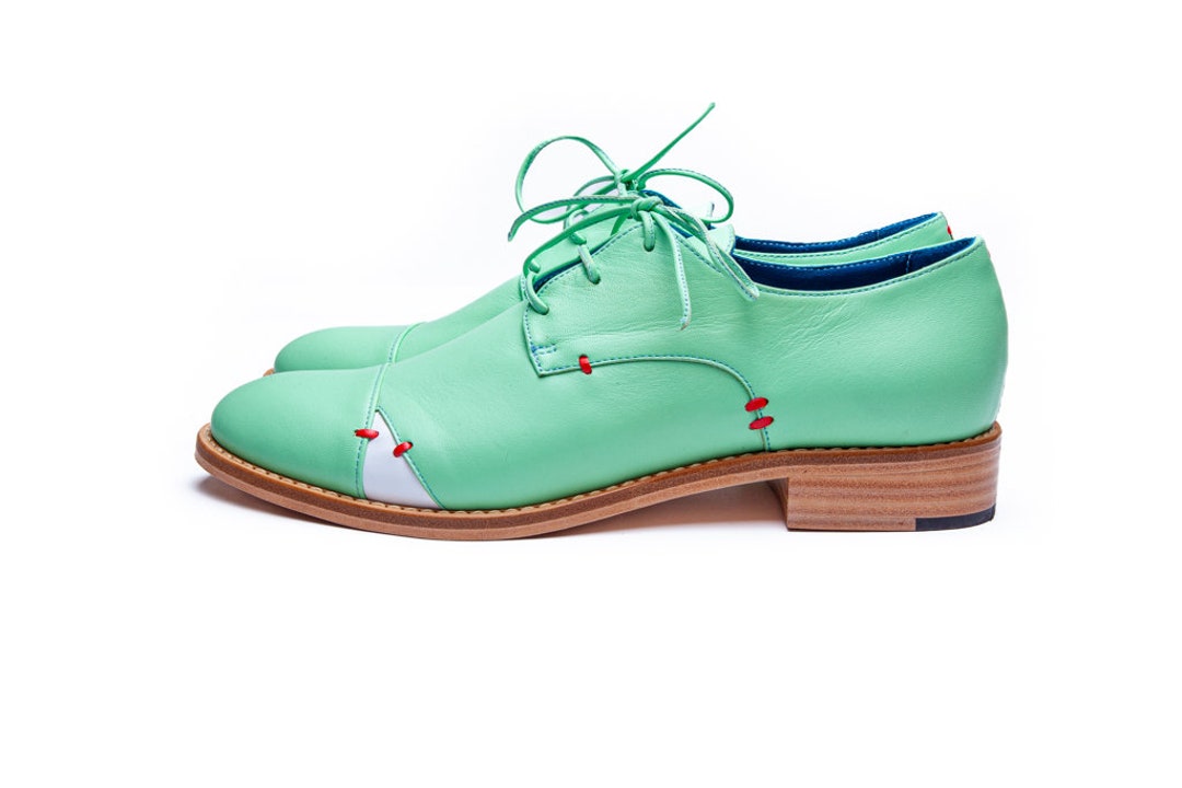 Women s Mint Green Brogues Shoes Green Women s Oxford Shoes Handmade Oxford Tie Shoes for Women Green Flats Perfect Fit Shoes Etsy