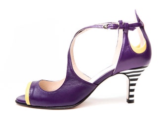 Handmade purle mid heel open toe strappy sandals, Women's Kitten heel shoes, Wedding ankle strap sandals, Heels, Summer shoes