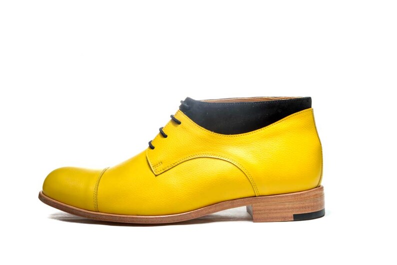 Yellow Men's Handmade Leather Ankle Boots/ Custom Made Etsy