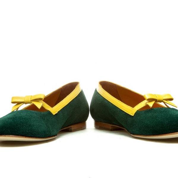 SAMPLE SALE/ SIZE 36/ Green suede handmade shoes/ suede ballet flats/ Weeding shoes/ Green flats/ Slip on shoe/ Last minute Christmas giftss