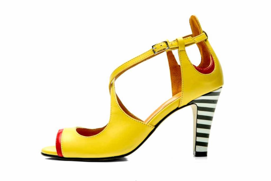 Sandali con tacco alto giallo Strappy/ Scarpe da donna/ Scarpe sexy