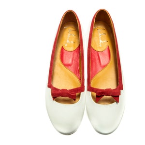 White wedding ballet flats/ Handmade white ballet shoes/ Slip on wedding boho shoes/ Bridal white flats/ Comfortable shoes/ custom shoes image 2