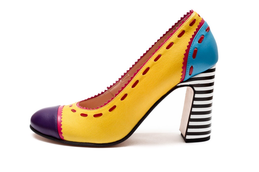 YELLO / AZURE SNEAKER HEELS