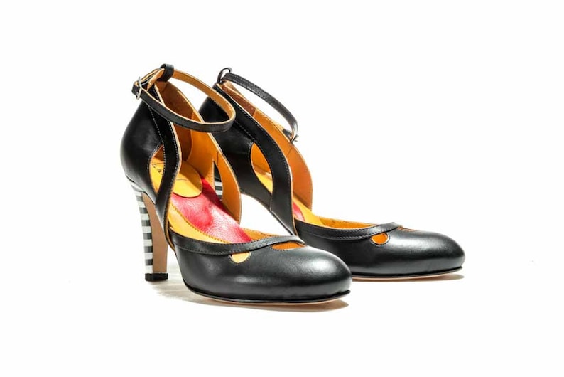 Mary Jane shoes, Handmade women's shoes, Dorsay shoes, Pumps, Leather Wedding shoes, High heels, Red, Yellow, Black, Pink, FREE SHIPPING image 8