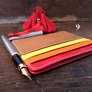 Portafoglio porta carte in pelle fatto a mano, porta carte sottile, regalo per lei, Capacità: Custodia per carta di credito da 6 carte, Vera pelle, Portafoglio minimalista