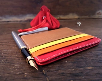 Handmade leather card holder wallet, slim card holder, gift for her, Capacity: 6 Cards Credit Card Case, Genuine Leather, Minimalist Wallet