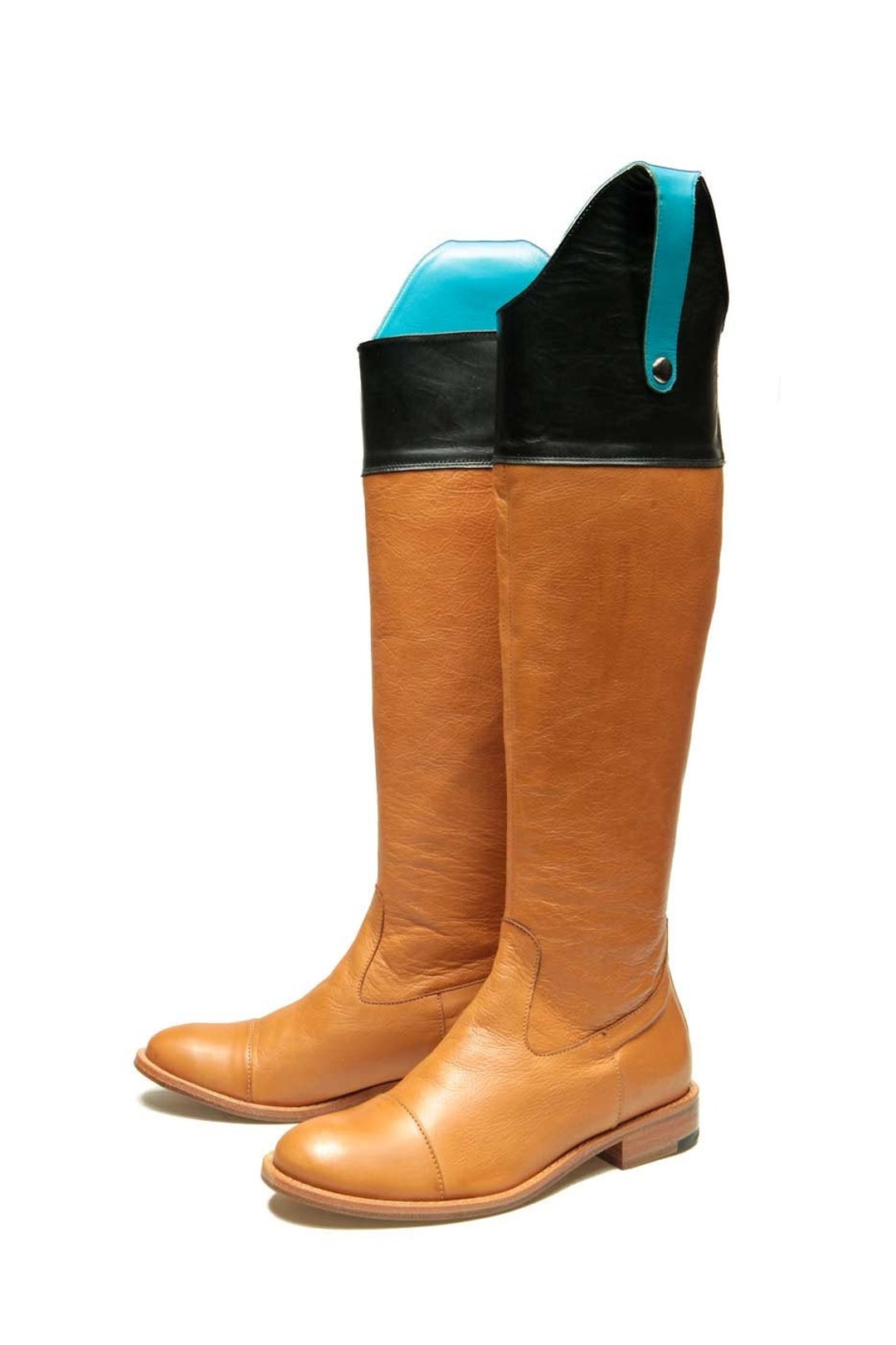 Tall Brown Leather Riding Boots/ Handmade Brown Boots/ High Zipper ...
