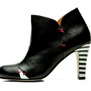 Black booty & ankle boots for women on high heels, Handmade high heel boots, Geniune leather boots for women