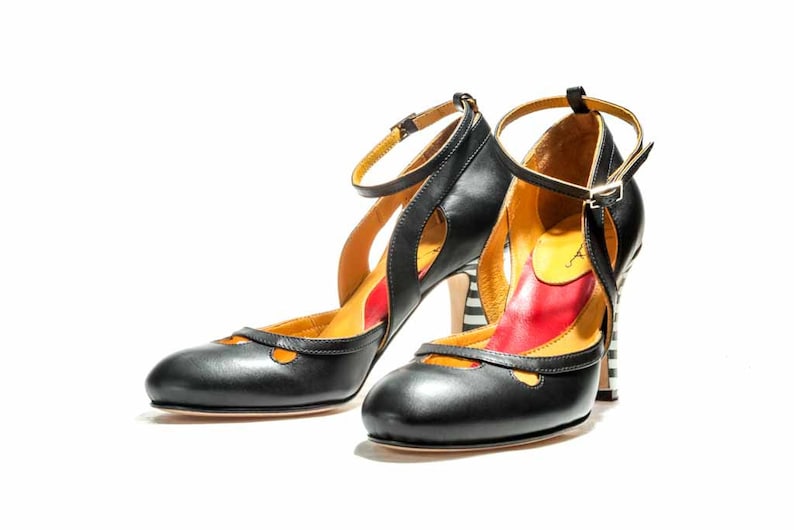 Mary Jane shoes, Handmade women's shoes, Dorsay shoes, Pumps, Leather Wedding shoes, High heels, Red, Yellow, Black, Pink, FREE SHIPPING image 7