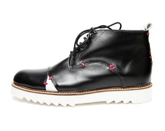 Black men's handmade shoes/ Black leather ankle boots/ Lace up comfortable men's shoes/ Men's leather ankle boots/ Oxford shoes
