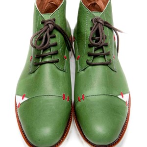 Men's Green handmade shoes/ Green ankle boots/ Comfortable men's shoes/ Men's leather ankle boots/ Green Oxford shoes/ Unique men shoes image 2