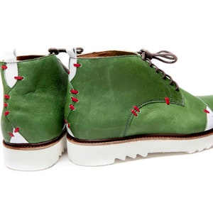 Men's Green handmade shoes/ Green ankle boots/ Comfortable men's shoes/ Men's leather ankle boots/ Green Oxford shoes/ Unique men shoes image 7