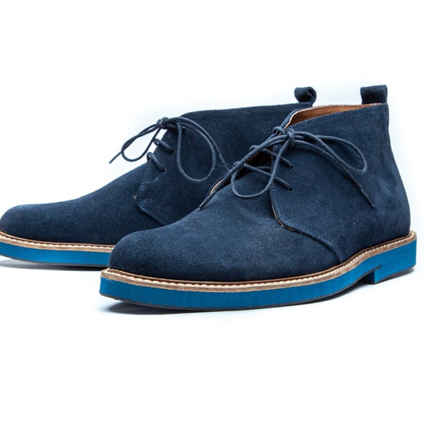 Navie blue men's Chukka boots/ Suede Chukka boots/ Handmade desert ankle boots/ Tie shoes/ Suede Safari Boots/ Lace up men's shoes