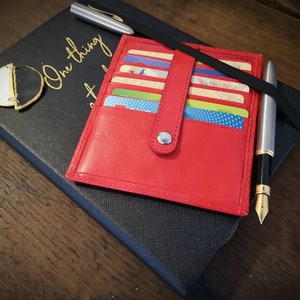7 Taschenkartenhalter, Roter Leder Kartenhalter, handgemachter schmaler Kartenhalter, perfektes Geschenk für Sie, Geschenk für Mutter