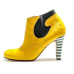 Handmade yellow women's Chelsea ankle boots/ High heel booties/ Yellow booties/ Women's shoes/ Unique shoes/ Yellow booties/ Yellow heels
