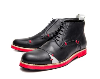 Handmade leather boots for men, Geniune leather black boots and ankle boots, Black Oxford shoes for men, Casual men shoes