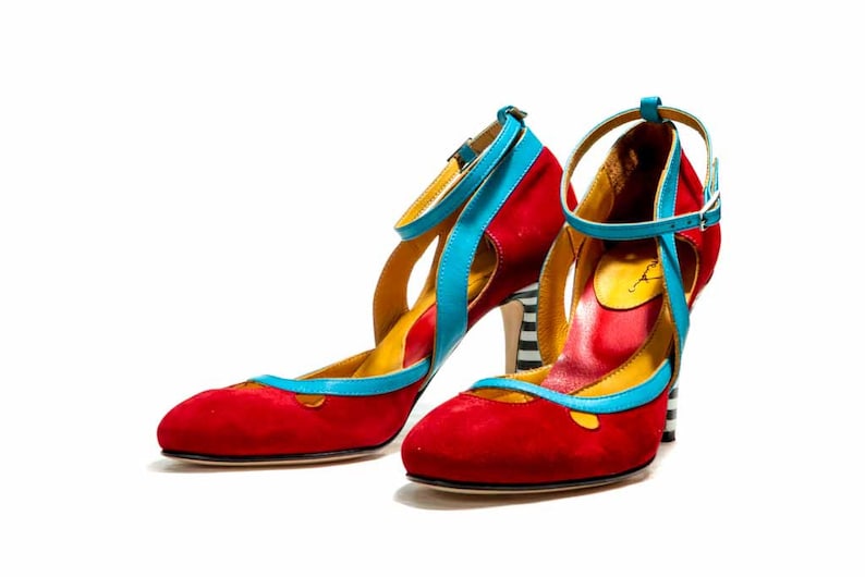 Mary Jane shoes, Handmade women's shoes, Dorsay shoes, Pumps, Leather Wedding shoes, High heels, Red, Yellow, Black, Pink, FREE SHIPPING image 4