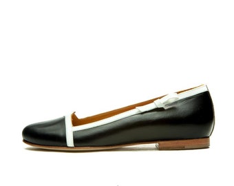 Black leather ballet flats/ Office Slip on women's shoes/ Wedding ballerina shoes/ Comfortable Shoes / Women's Custom order shoes