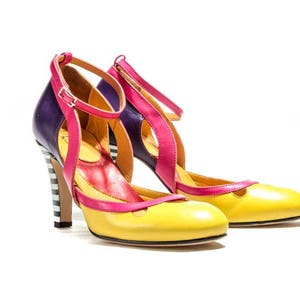 Mary Jane shoes, Handmade women's shoes, Dorsay shoes, Pumps, Leather Wedding shoes, High heels, Red, Yellow, Black, Pink, FREE SHIPPING image 6
