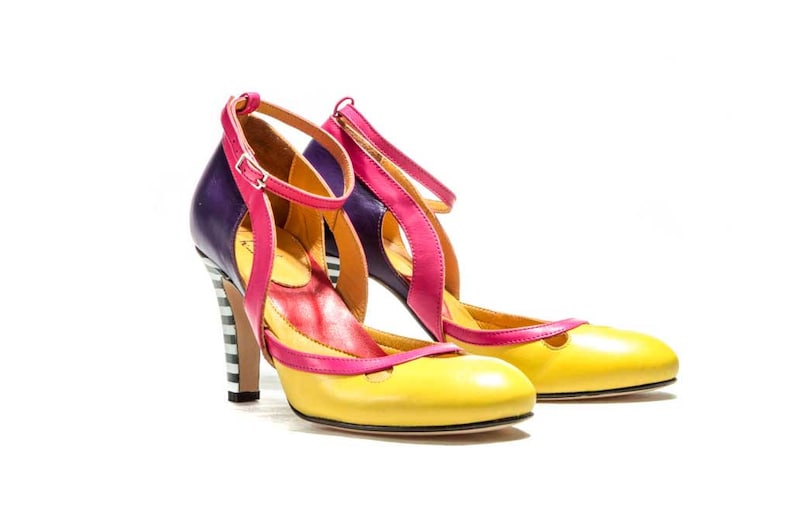 Mary Jane shoes, Handmade women's shoes, Dorsay shoes, Pumps, Leather Wedding shoes, High heels, Red, Yellow, Black, Pink, FREE SHIPPING image 6