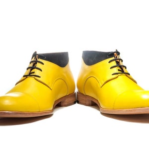 Yellow Men&#39;s handmade leather ankle boots/ Custom made shoes/ Unique men&#39;s shoes/ Men casual shoes/ Men&#39;s Oxford shoes/ Men&#39;s office shoes