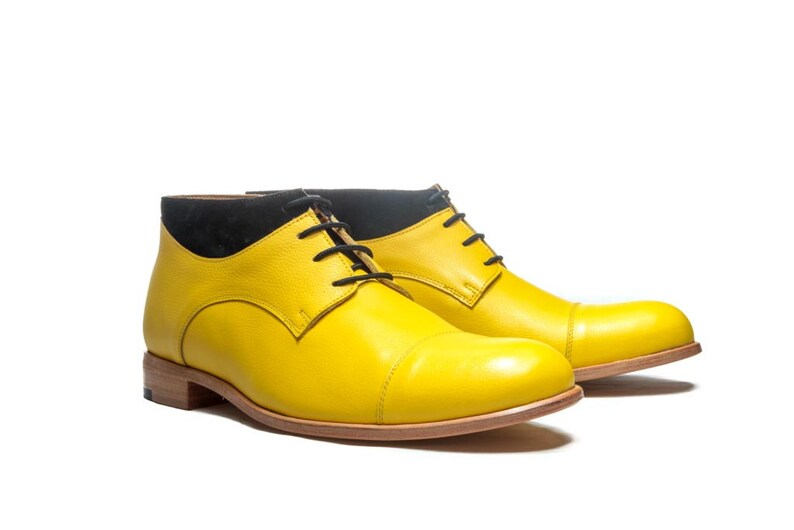 Faux Leather Yellow Casual Style Ankle Boots