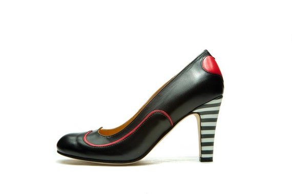 Para aumentar fácilmente Coro Zapatos de cuero negro de tacón alto hechos a mano para mujer - Etsy España