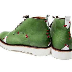 Men's Green handmade shoes/ Green ankle boots/ Comfortable men's shoes/ Men's leather ankle boots/ Green Oxford shoes/ Unique men shoes image 3