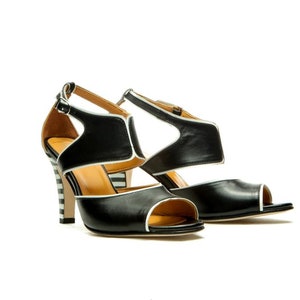 Black handmade high heel strappy sandals/ Ankle strap sandals/ Open toe Sandals/ Party shoes/ Sexy shoes/ Elegant shoes/ Comfortable sandals